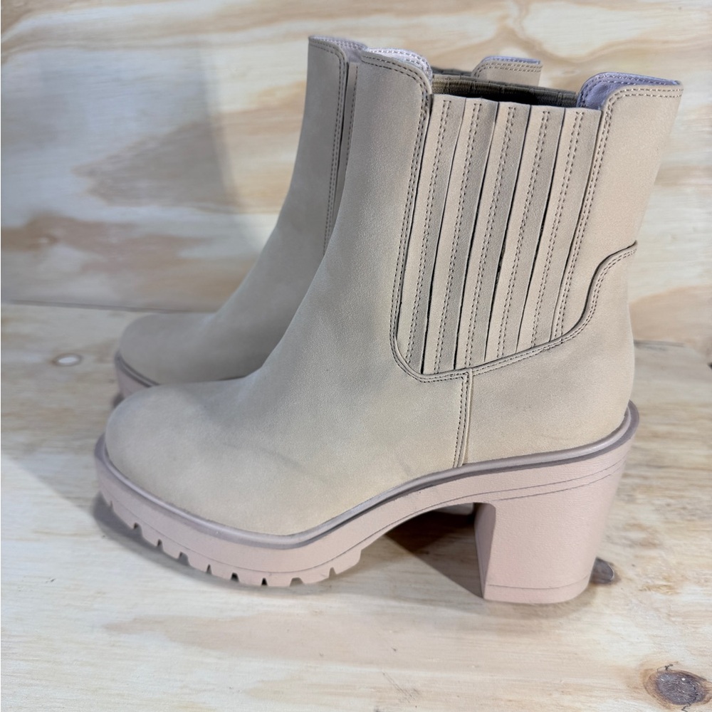 Elegant Beige Heeled Boots for Women